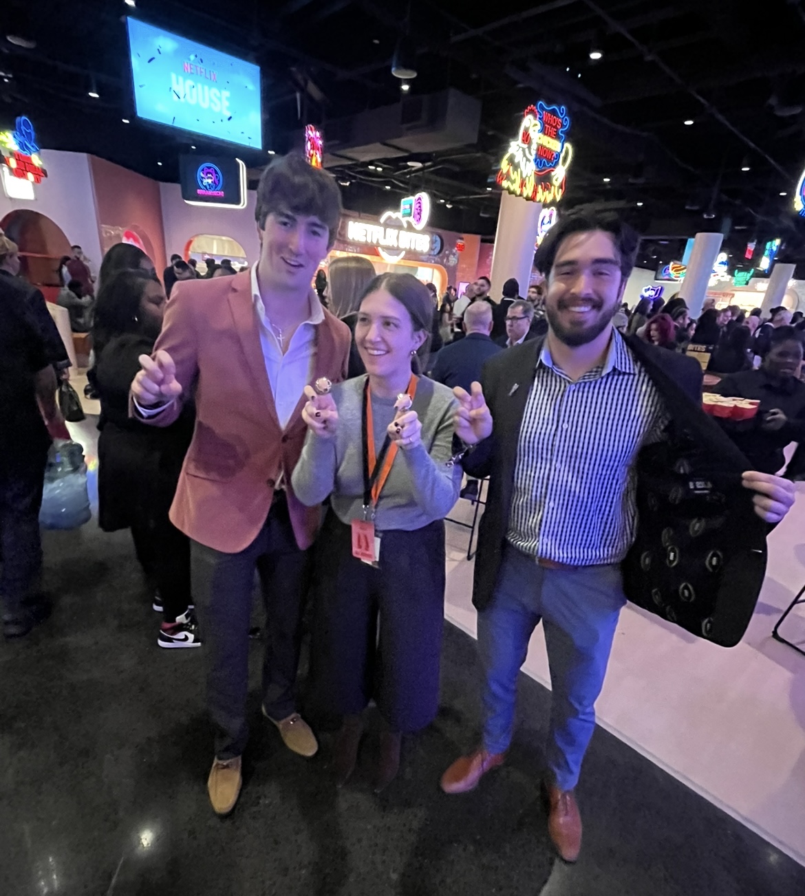 TCU Football Players Keagan Cunningham and Franklin Estrada Pose with Katie Webb From Netflix - 2